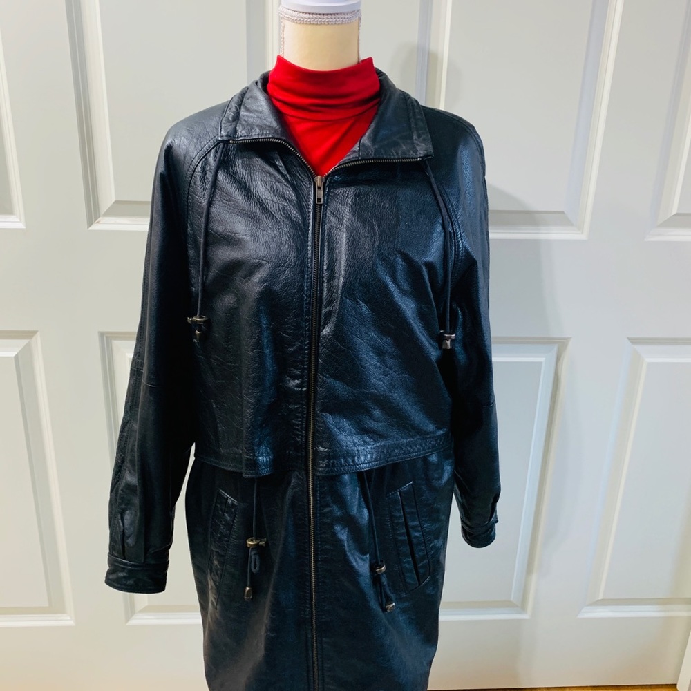 Jacqueline Ferrar Womens Small Black Leather Coat